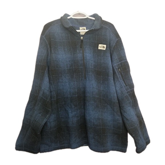 The North Face Other - The North Face Sweater Mens XXL Gordon Lyons Fleece Lined 1/2 Zip Up Blue Plaid
